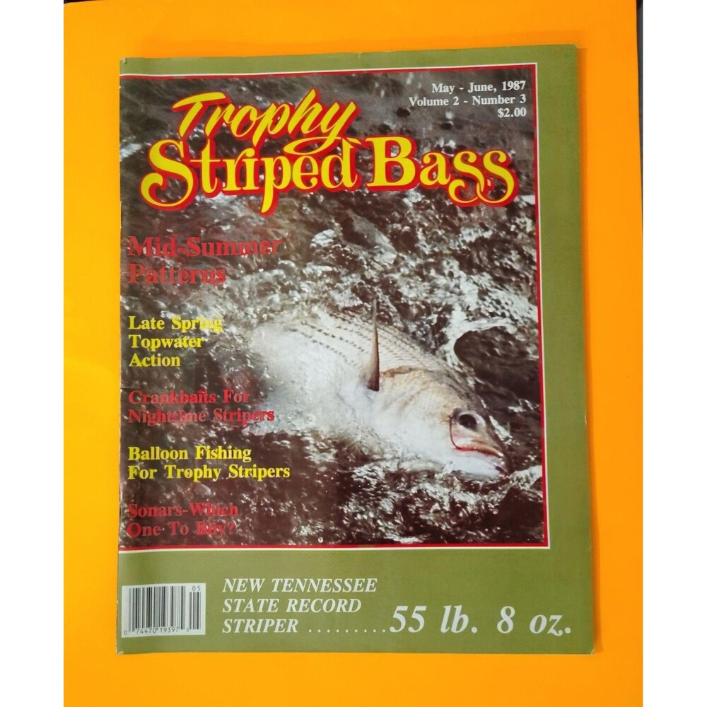 Vintage Trophy Striped Bass Magazine May June 1987 Vol 2 No 3 Fishing TN Record